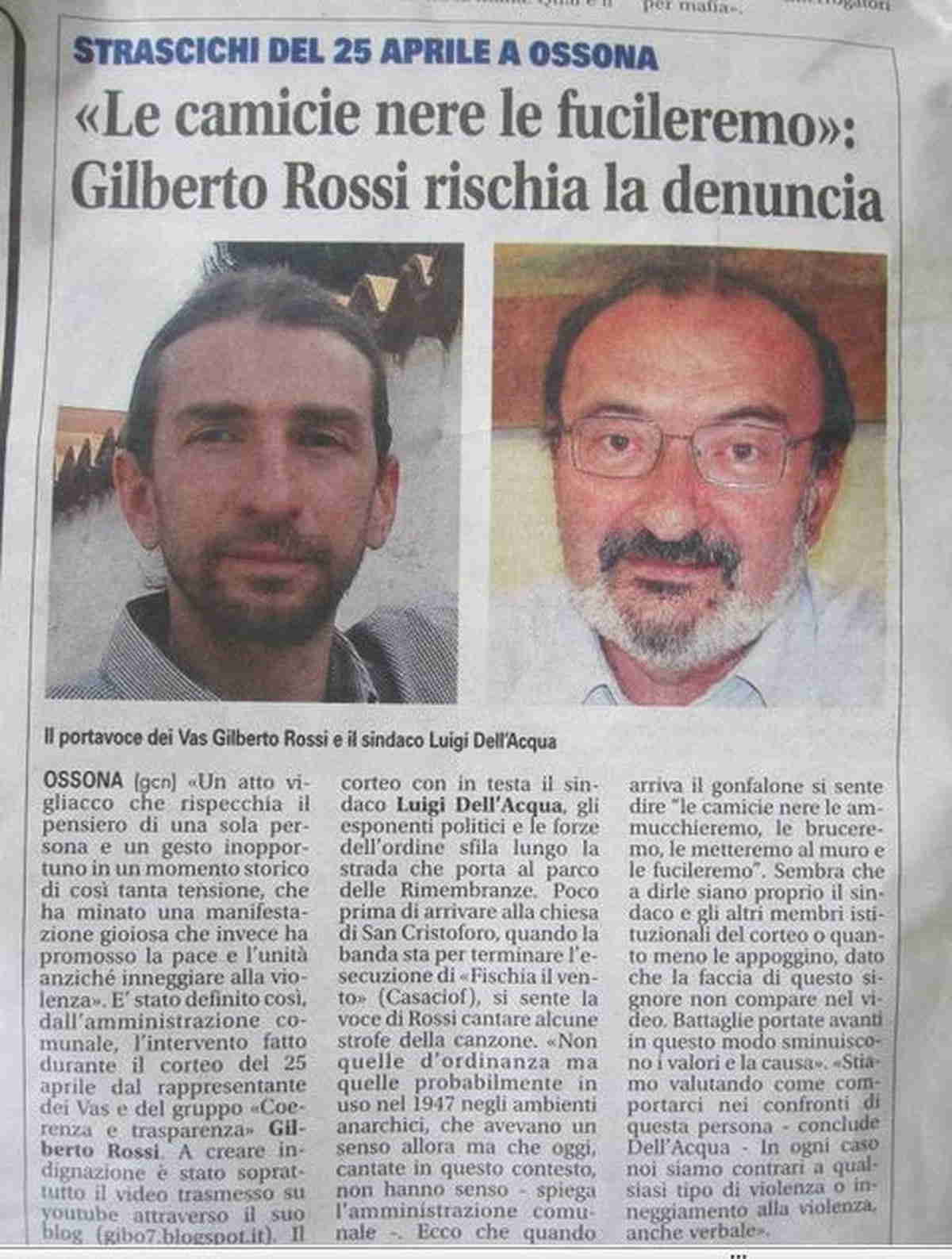 ossona 25 aprile, 09/10/2013 Ossona, 25 aprile: una data da proteggere anche contro la calunnia
