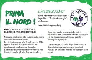 Lega Nord Ossona: esce l' Albertino e smentisce Settegiorni