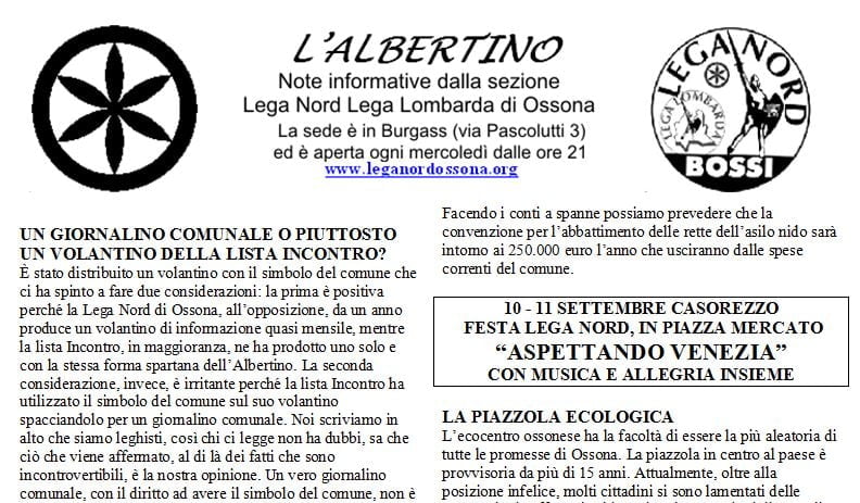 Ossona, Lega Nord: nessuna alleanza con Sergio Garavaglia