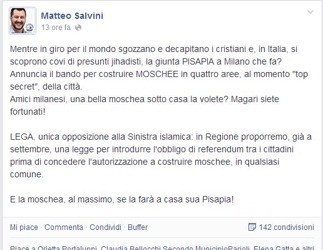 Matteo Salvini contro il terrorismo islamico in Lombardia e Veneto