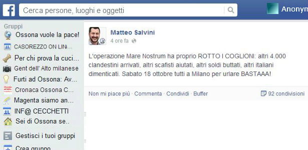 Matteo Salvini: mare nostrum ha rotto i coglioni
