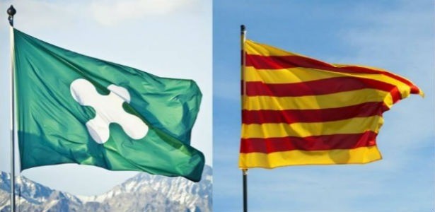 bandiere Lombardia e Catalogna
