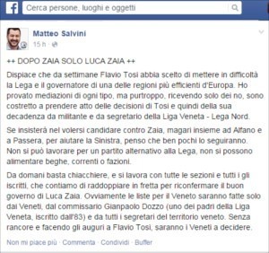 Flavio Tosi lascia la Lega Nord e Matteo Salini ne prende atto