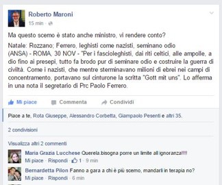 Maroni commenta Paolo Ferrero