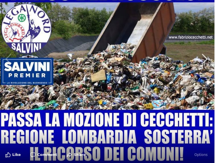ricorsi. Discarica. La Lombardia sostiene i ricorsi dei Comuni e del parco del Roccolo - 22/12/2017