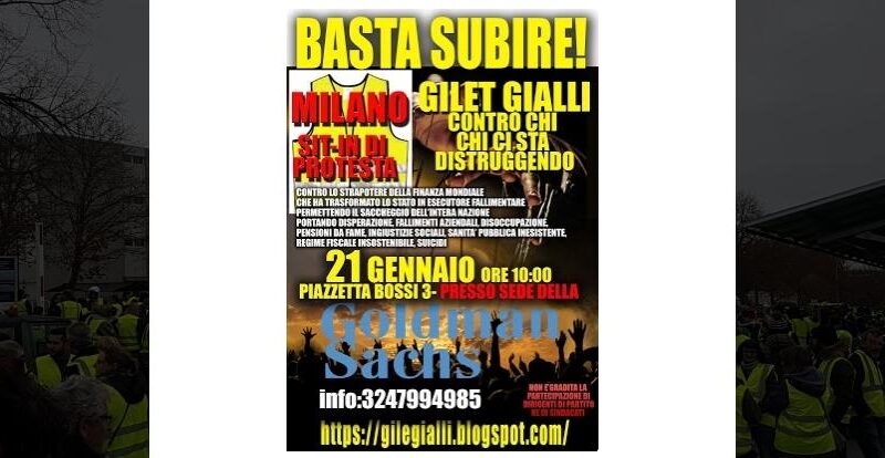 . Arrivano i Gilet Gialli. Manifestazione a Milano - 20/01/2019