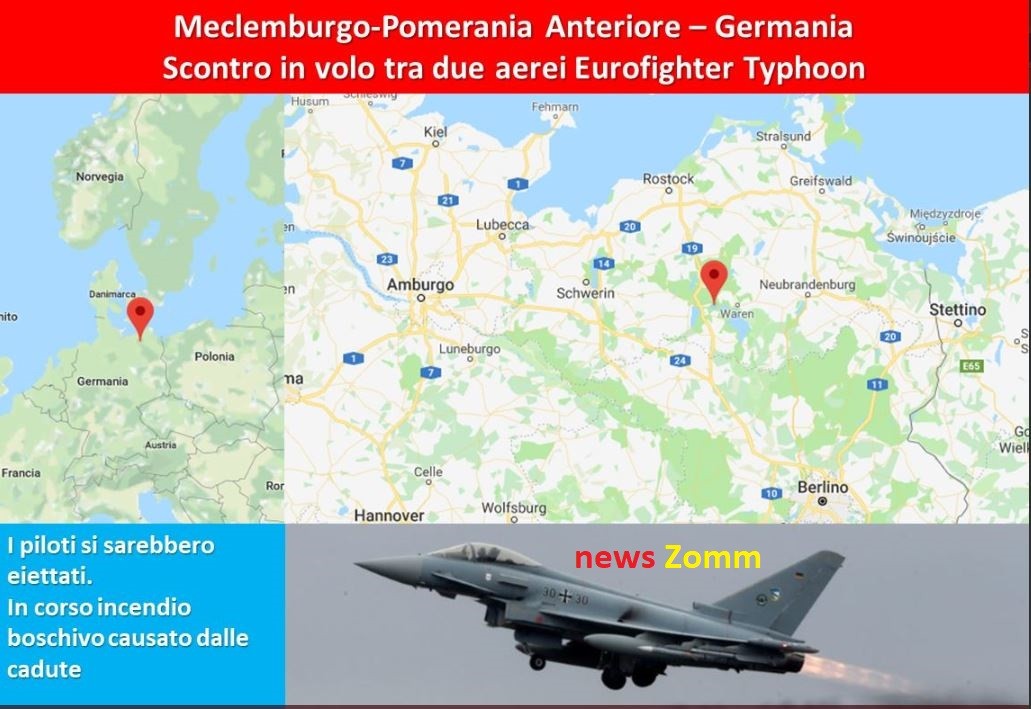 . Germania: scontro in volo tra due caccia Eurofighter, piloti in salvo - 24/06/2019
