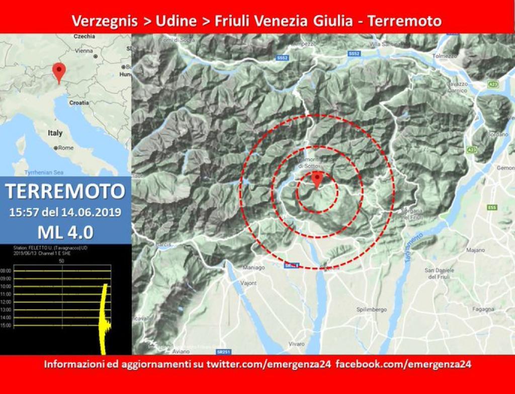 . Terremoto – Friuli Venezia Giulia – 14.06.2019 Udine - 14/06/2019