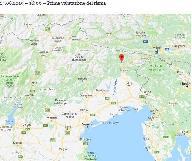 . Terremoto – Friuli Venezia Giulia – 14.06.2019 Udine - 14/06/2019