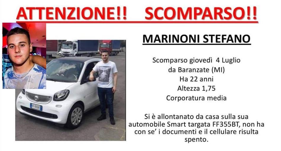 . Baranzate. Si cerca Stefano Marinoni - 08/07/2019