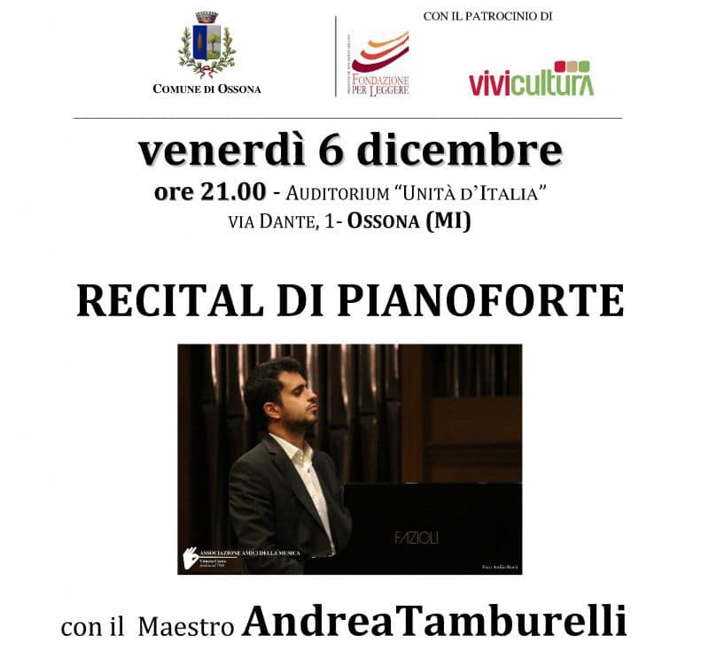 . Andrea Tamburelli in concerto il 6 dicembre - 14/11/2019