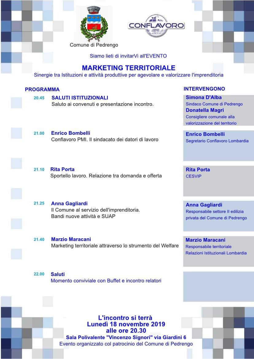marketing territoriale. Marketing territoriale. Imprenditori e partite iva a convegno - 16/11/2019