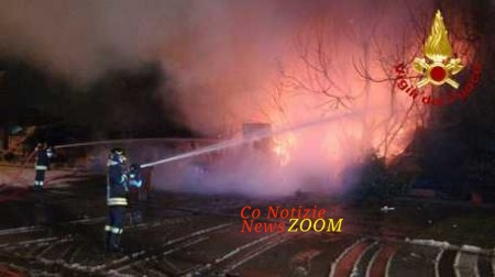 Incendio al campo rom di Soriano, a Corbetta