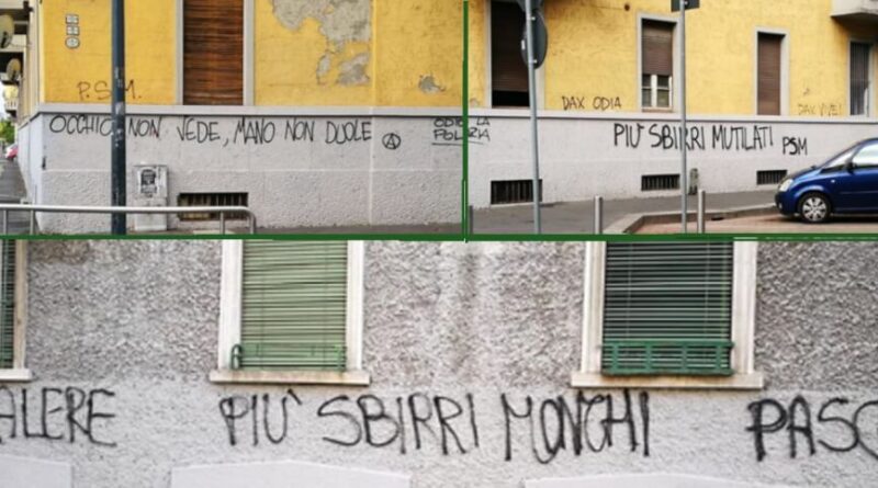 scritte sui muri. Scritte sui muri violente a Corvetto. Antifa? Boh, AntiToh - 09/08/2017