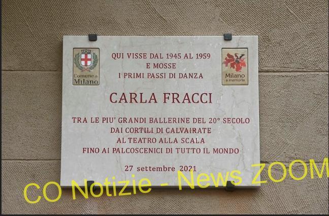 . Una targa a casa di Carla Fracci - 27/09/2021