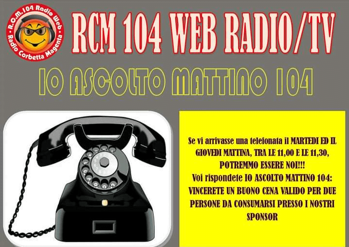 . Radio Rcm104 ti chiama al mattino e ti invita a cena. Corbetta - 02/12/2021