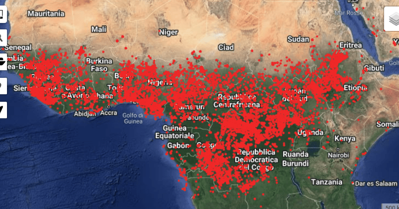 incendi boschivi,Africa. Incendi boschivi. Sta andando a fuoco la foresta centrafricana - 01/04/2022