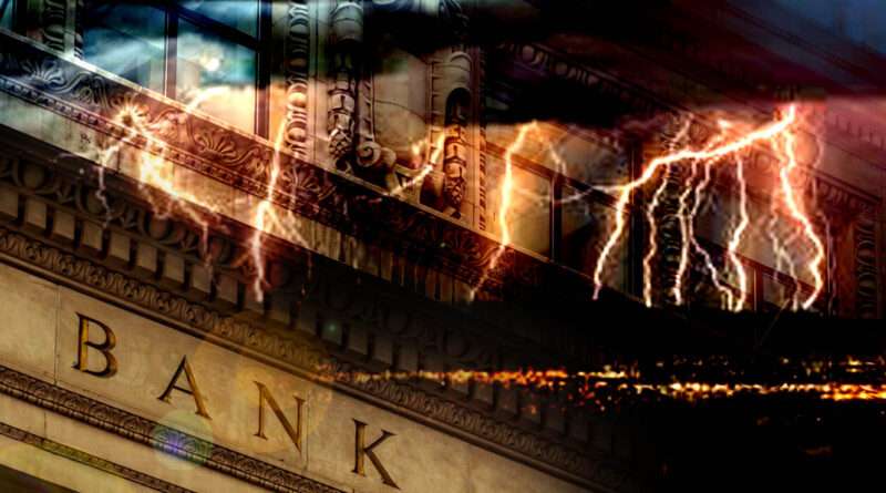 Immagine banca con lampi e fulmini