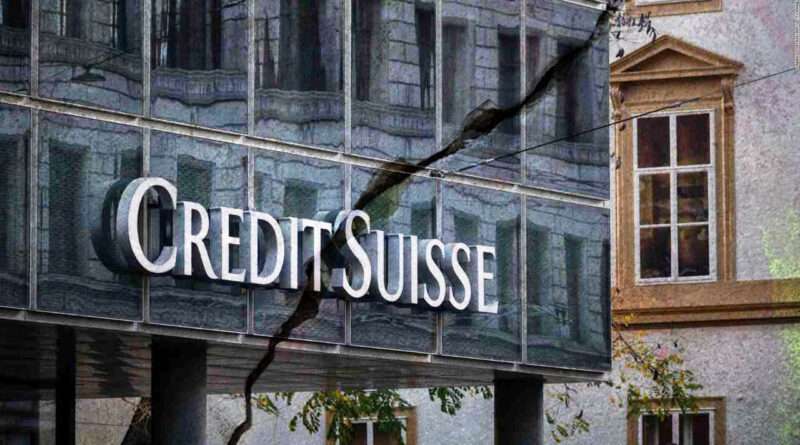 Immagine di Credit Suisse con una crepa