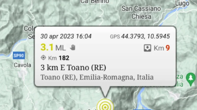 . Terremoto. Leggera scossa in Emilia Romagna - 30/04/2023