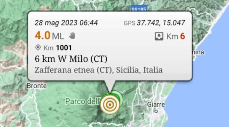 Terremoto. Terremoto in Sicilia. Magnitudo 4 - 28/05/2023