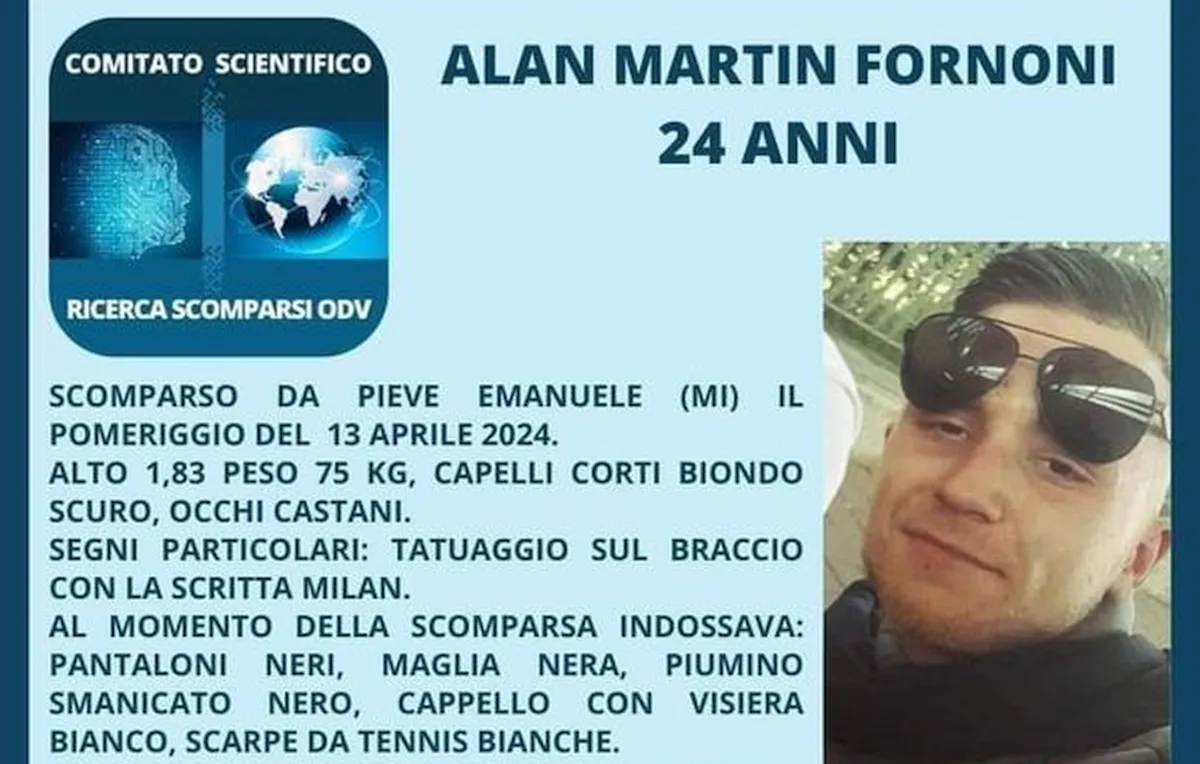Alan Martin Fornoni. Alan Martin Fornoni. Scomparso da Pieve Emanuele, lo cercano in zona Rogoredo - 29/04/2024