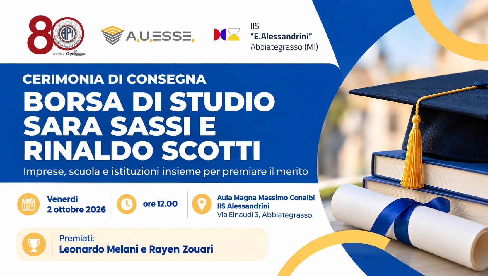 abbiategrasso. Abbiategrasso, borse di studio all’Alessandrini: premiati due studenti - 01/10/2026